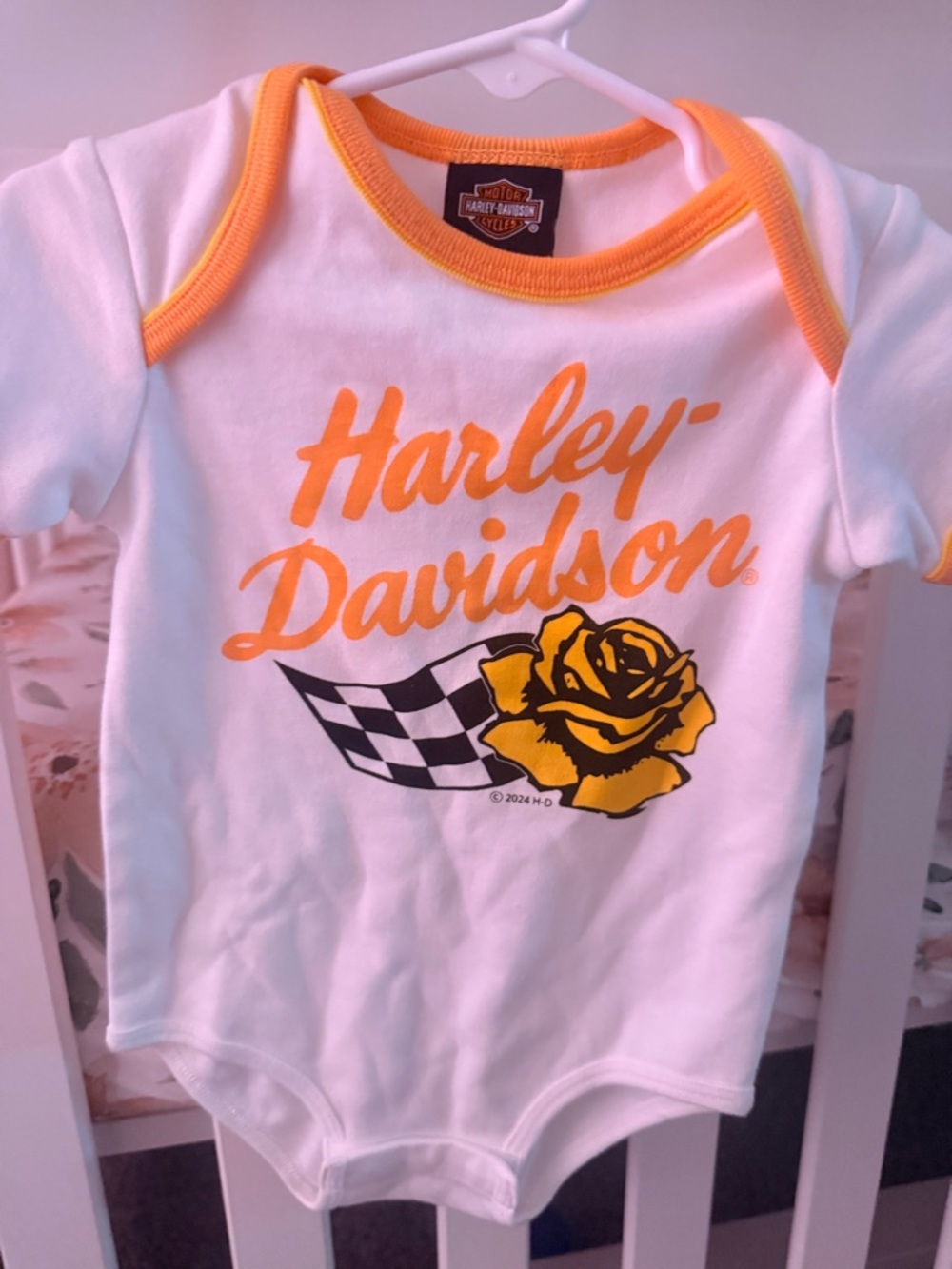 Harley-Davidson White & Yellow Baby Bodysuit